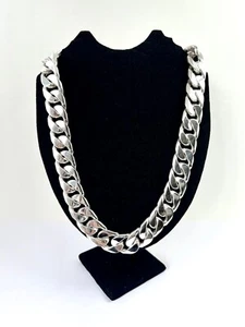 Long Taxco Mexican 925 Sterling Silver Curb Chain Necklace. 26", 65cm, 645 grams - Picture 1 of 12
