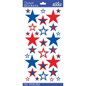 Sticko Themed Stickers-4th Of July Stars - 12 Pack - Picture 1 of 1