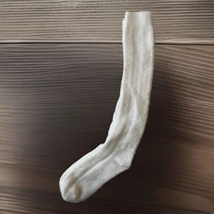 VTG Socks Hosiery 80's Cable Knit White 7-9 18" USA Stocking School Girl - Picture 1 of 8