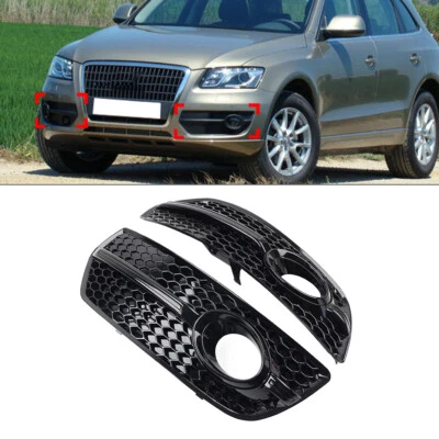 Glossy Black Fog Light Lamp Grille Cover For Audi Q5 Standard Bumper 2009-2012 - Image 1 of 4