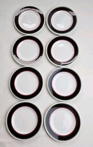 8 Restaurant Ware Mayer China Bread & Butter Plates Black Fade Burgundy Band - Picture 1 of 12