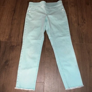 Justice Girls Ankle Jeggings Mid Rise Sz 10 Teal Blue Pull on Pant - Picture 1 of 4