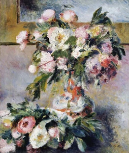 Pierre-Auguste Renoir "Peonies" french impressionist Green Artwork Fine Art - Picture 1 of 4