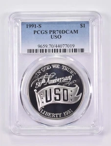PR70 1991-S DCAM USO Commemorative Silver Dollar PCGS *8578 - Picture 1 of 5