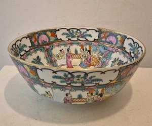 Cuenco de porcelana rosa familia china dinastía Qing marca dinastía Qing 10" antiguo  - Imagen 1 de 14