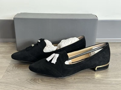 Vince Camuto, Mocasín Torrie, Gamuza Negra con Detalle Dorado en el Tacón, Mujer Talla 8 Foto 1 de 4