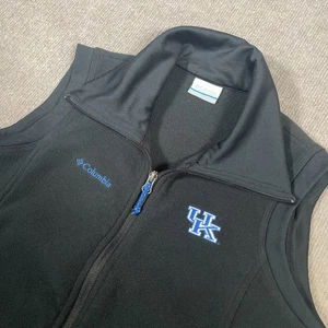 Columbia Fleece Vest Mens Size Large Black University of Kentucky Pockets - Imagen 1 de 7