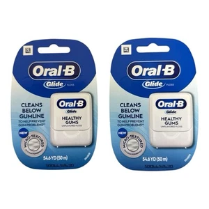 2 PACK GLIDE Oral-B Healthy Gums Micro-Textured Unflavored Floss 54.6 yds each - Picture 1 of 2