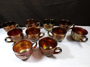 Set of 10 Northwood Amethyst Carnival Glass Grape & Cable Punch Cups - Picture 1 of 19