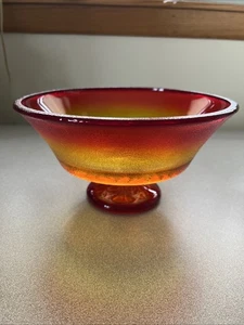 Vintage LE SMITH Vetro Sanscroll Amberina Console Ciotola Dessert CE - Foto 1 di 7