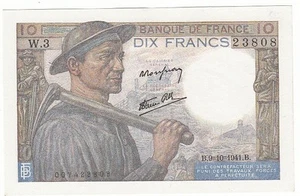 (FR1) 10 FRANCS MINEUR 9-10-1941 P/NEUF Fayette 8.2 10F120 - Picture 1 of 2
