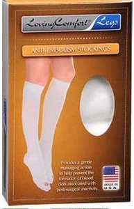 Loving Comfort Inspection Toe Stockings 15-20mmHg (White) Large Regular - Picture 1 of 2