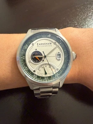 Earnshaw ES-8269 Retrograde Dual Time Watch – Silver Dial - Image 1 of 4