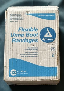 Full Box of 12 Flexible Unna Boot Bandages #3454 - 4" x 10 yd each - New in Box - Picture 1 of 3