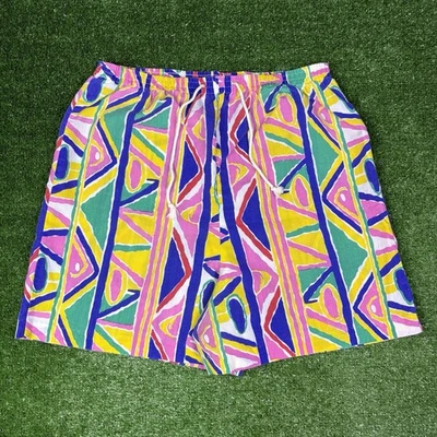 Pantalones Cortos Vintage Años 80 90 Coloridos Geométricos Azteca Neón Talla Grande Hechos en EE. UU. LEER Foto 1 de 4