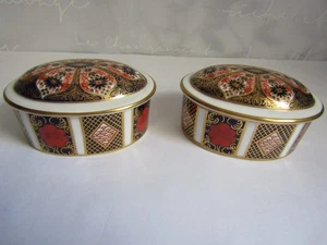 Paar ovale Schmucktöpfe Royal Crown Derby 1128 Imari-Muster sehr guter Zustand von 1989 - Bild 1 von 10
