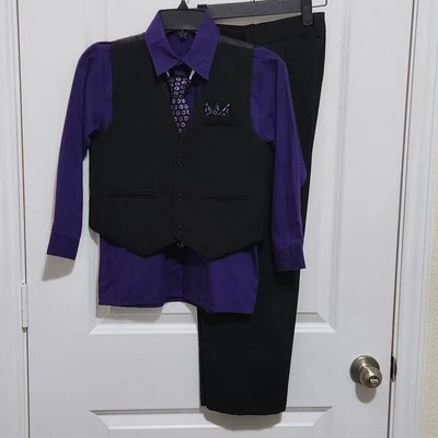 Rafael Niños 8 Rayas Traje Chaleco Pantalones Camisa Cremallera Corbata Foto 1 de 4