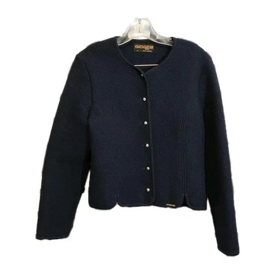 Geiger Tyrol Womens - Size 44 (Est Medium) Navy Blue Boiled Wool Sweater Jacket - Image 1 of 4