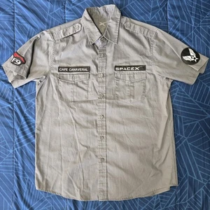 SpaceX F9 Work Shirt Button Down Mens Medium Space X Cape Canaveral - Picture 1 of 3