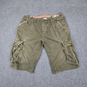 Superdry Shorts Mens LARGE Green Cargo Outdoor military cotton pockets Size L - Picture 1 of 9
