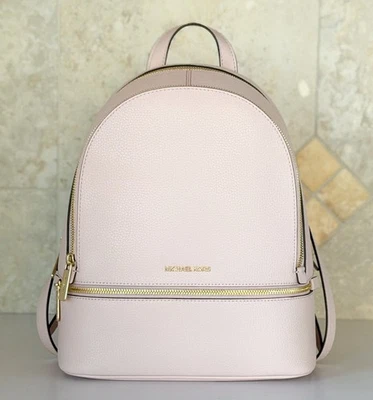 Michael Kors Rhea Medium Zip Leather Backpack Pink Powder Blush - Image 1 of 4