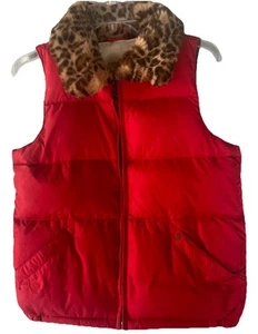 Vintage Denim & Supply Ralph Lauren Down Puffer Vest S/P Faux Fur Womens Logo - Picture 1 of 9