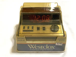 Vintage Westclox Solid State Digital Alarm Clock Brown No 22662 New In Box NIB - Picture 1 of 5