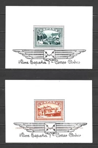 ESPAÑA 1937 HOJAS ALZAMIENTO 836-837** MNH SOBRECARGA VIVA ESPAÑA CORREO AEREO - Imagen 1 de 2