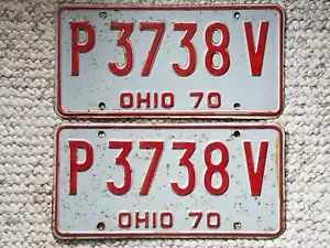 1970 Ohio License Plate vintage matched pair P3738V - Picture 1 of 4