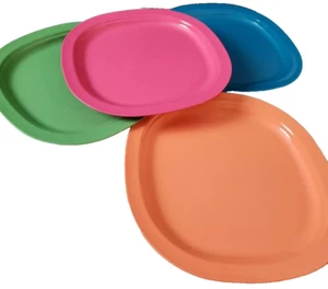 Tupperware Teller Impressionen Mittagessen mikrowellengeeignet rosa grün blau orange - Bild 1 von 3