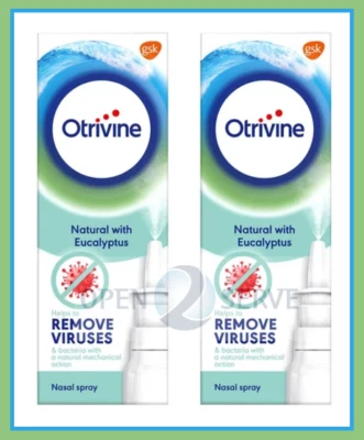 2x Otrivine Natural with Eucalyptus Nasal Spray - Removes Viruses - 20ml