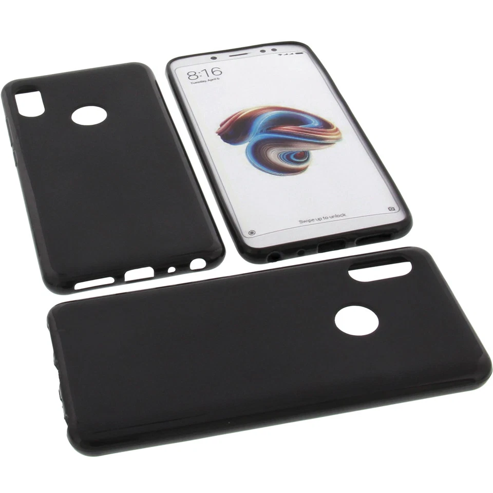 Custodia per Xiaomi Redmi Note 5 Pro Custodia Cellulare TPU Gomma Nero - Immagine 1 di 4
