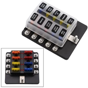 Car 12v 10-way Block ATC ATO Fuse New Waterproof Holder Box Led Blade Indicator - Picture 1 of 12