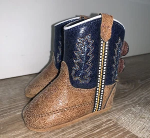 EUC OLD WEST Kids Unisex Poppets Infant/Toddler Navy Boot Size 2 #10104 - Picture 1 of 12