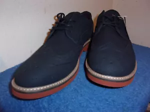 BRAND NEW MEN'S GEORGE NAVY CASUAL SHOES w/ LACES & FAUX SUEDE FINISH UPPERS - Picture 1 of 7