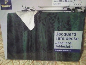 Green Jacquard Oval Tablecloth - Picture 1 of 4