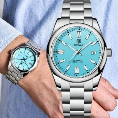 BENYAR Reloj Mecánico Automático Clásico Hombre Fecha 100m Impermeable Reloj de Noche Foto 1 de 4
