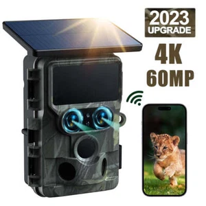 Campark Solar 4K UHD 60MP WiFi Dual Lens Trail Camera Night Vision APP View - Picture 1 of 10