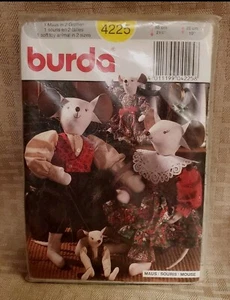 Vintage Burda 4225 Mouse Mice Stuffed Animal Doll Toy & Clothes Sewing Pattern - Picture 1 of 2