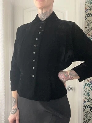 Blazer de Colección Años 40 Chas Kuper Smith Forstmann Lana Terciopelo Manga Dolman Gótico S Foto 1 de 4