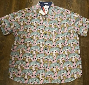 Men's 3XL Ditch Plains Ricky Singh Pink Parrots Button Up Shirt Cotton - Picture 1 of 5