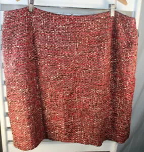 Talbots Women's 24W Pink Confetti Tweed Wool Blend Knee Length Pencil Skirt - Picture 1 of 5
