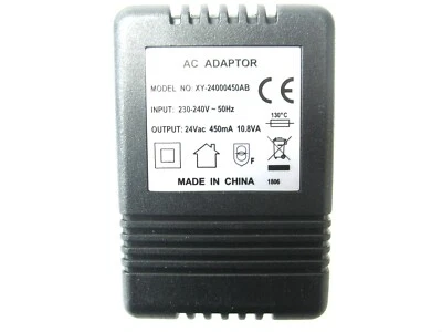 0.45A 450MA 24V 10.8VA AC/AC POWER ADAPTOR/SUPPLY/CHARGER/TRANSFORMER SOCKET - Image 1 of 2