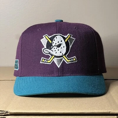 Vintage Anaheim Mighty Ducks Hat Cap Snapback Blockhead NHL 90s American Needle - Imagem 1 de 4