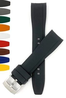 Correa de reloj Bandini de silicona con extremo curvo, correa de goma FKM para Seiko Rolex Omega Foto 1 de 4