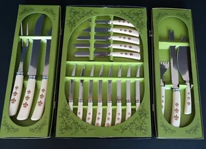 Vtg 1960's Fleur-De-Lis surgical stainless steel 19 pc cutlery set in orig. box - Picture 1 of 12