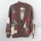 Wild And Woolly Yarns Knits Handknit Cardigan Sweater New Zealand Wool Brown