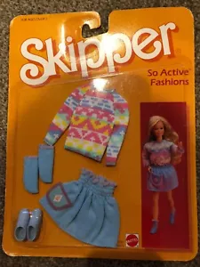 Skipper So Active Barbie Mattel Hawthorne Vintage Shoes Socks Sweater Skirt NEW - Picture 1 of 10