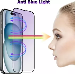 2x For iPhone 16E/ 16/15/14/13/12/11 Anti-Blue Tempered Glass Screen Protector - Picture 1 of 23