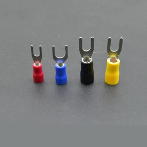 New!! SV2-5 Insulated Crimp Fork Wire Terminal Connector Red/Blue/Yellow/Black - Picture 1 of 6